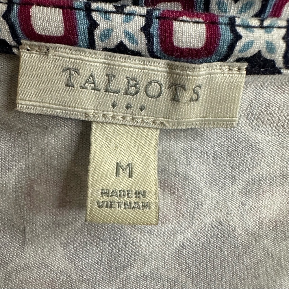 Talbots geometric print tie front dress with striped hem stretchy comfy - Picture 8 of 10